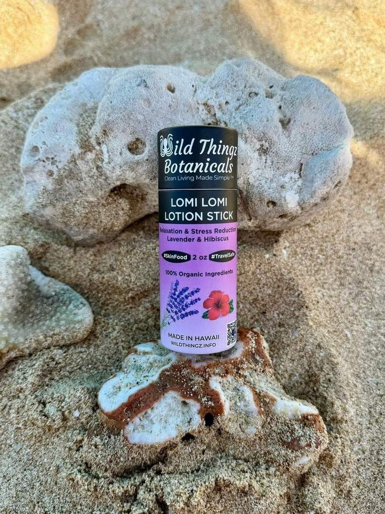 Wild Thingz Botanicals Lomi Lomi Solid Lotion Stick All Natural Organic Front Label Lomi_2