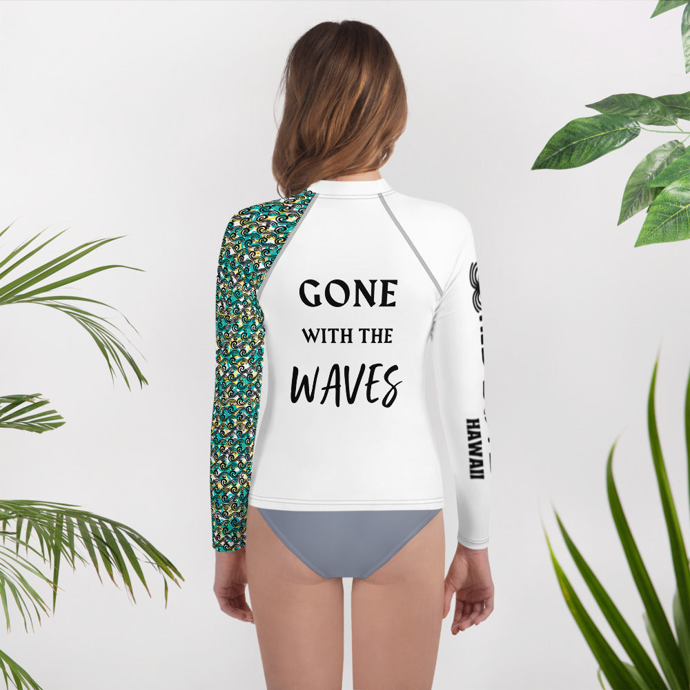 "Gone with the Waves" Youth Rash Guard
