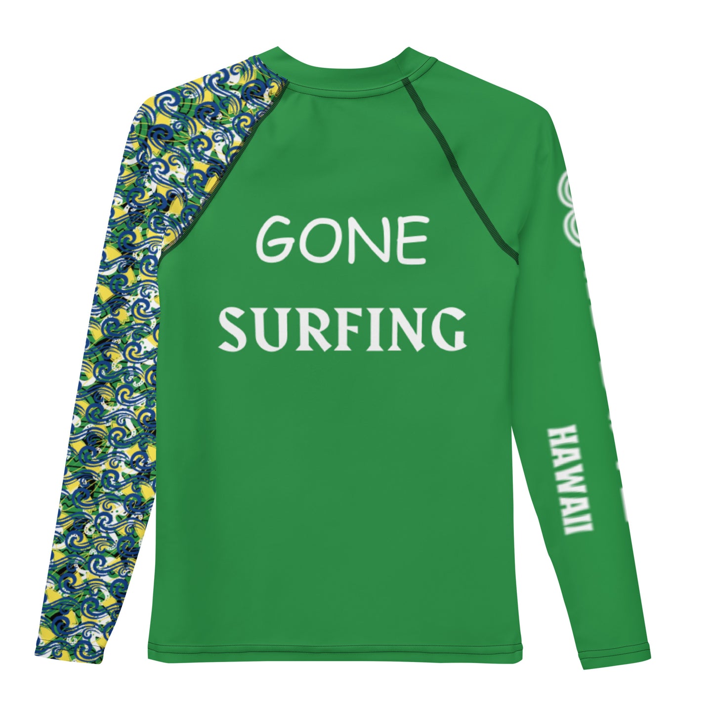 "Gone Surfing" Youth Boys Surf Rash Guard (Green)