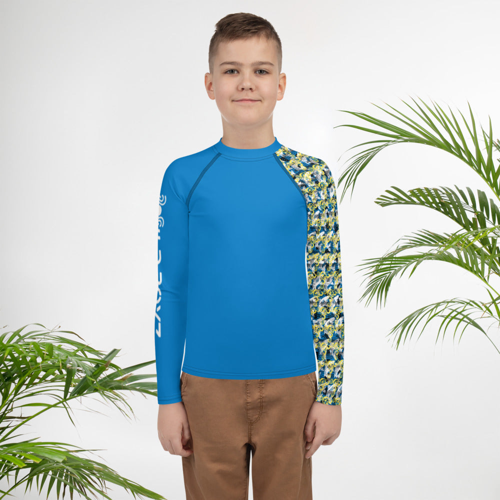 "Happiness Comes in Waves"  Youth Boys Surf Rash Guard